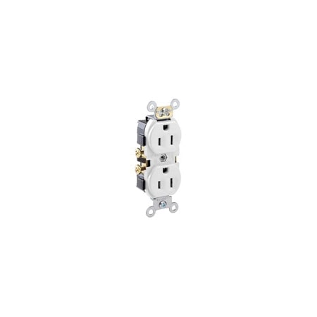 Leviton Receptacle, Duplex, 15A, 5-15R, 125V, White CR15-W